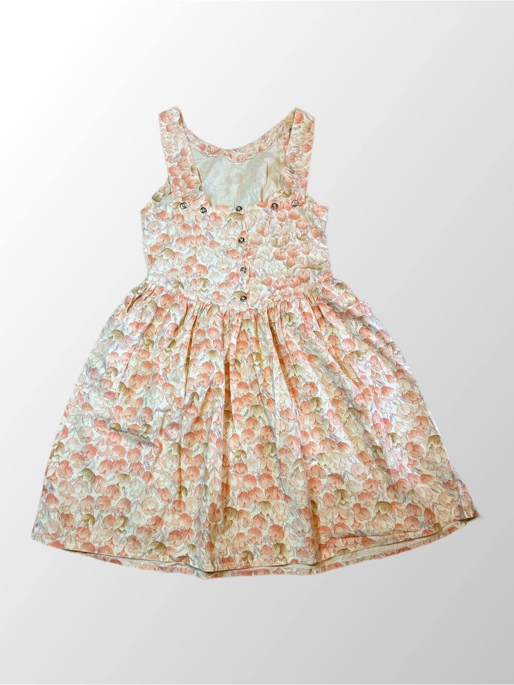 Vintage Pink and Cream Floral Asymmetrical Dress handmade